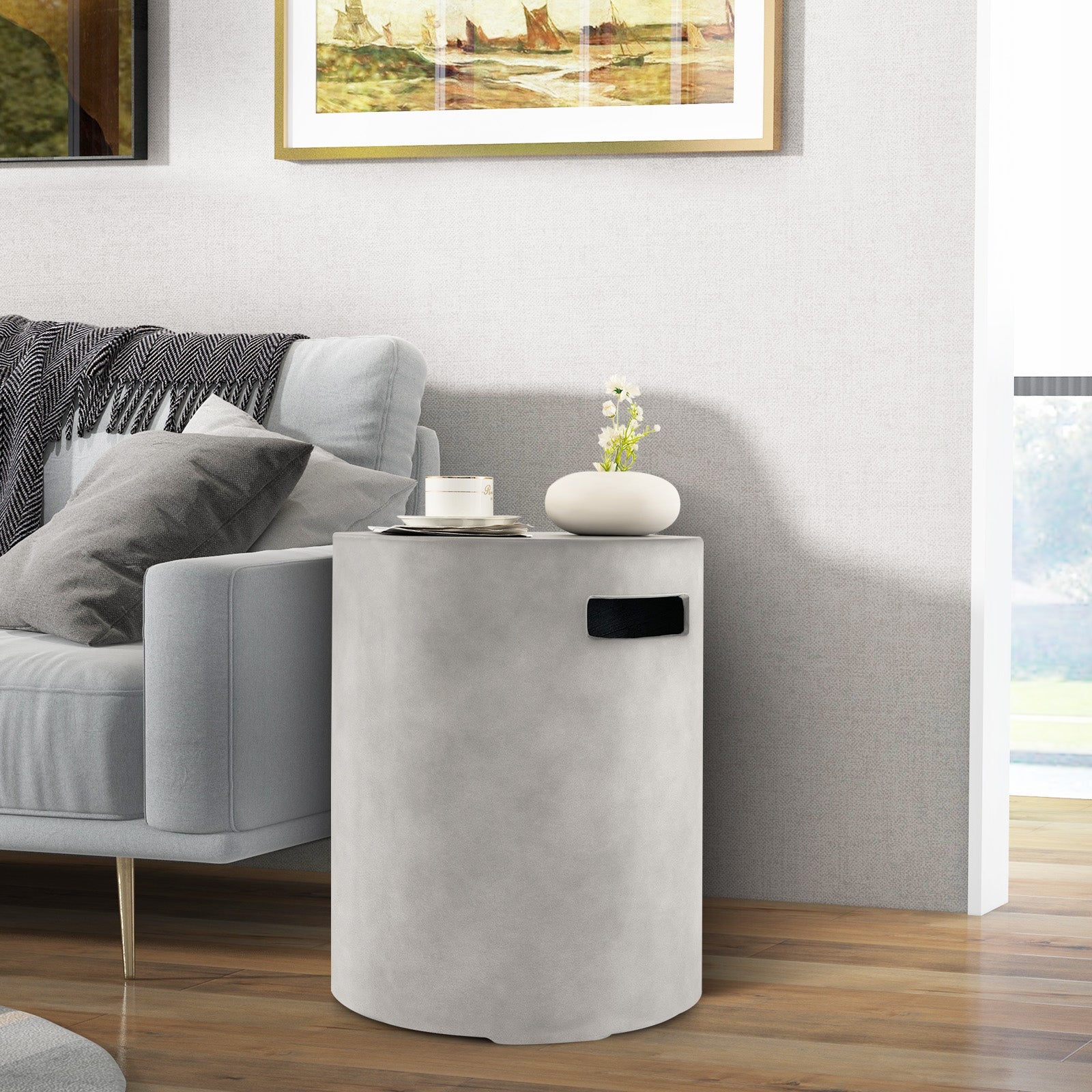 Outdoor Weather Resistant Tank Hideaway Table Fits Standard 20 LBS Propane Gas Tank for Fire Pits - Energize Trek