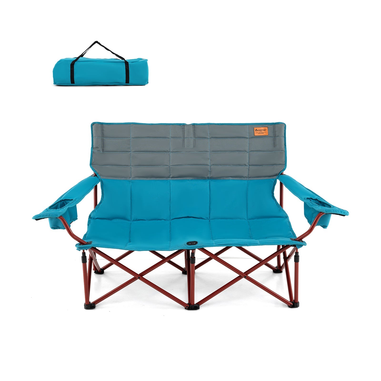 Oversized Camping Chair Folding Loveseat Camping Couch with Cup Holders & Thick Padding - Energize Trek