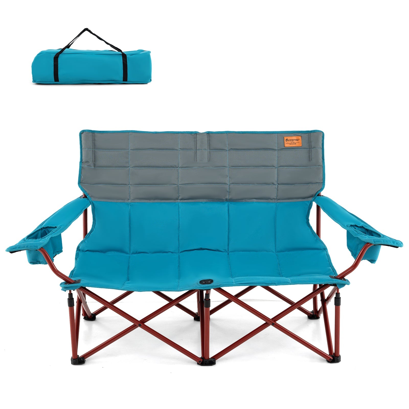 Oversized Camping Chair Folding Loveseat Camping Couch with Cup Holders & Thick Padding - Energize Trek