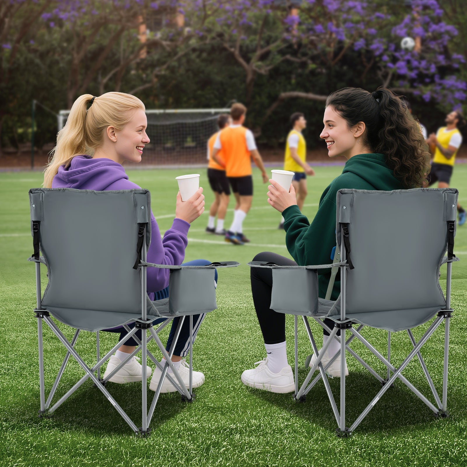 Oversized Camping Chairs Outdoor Folding Chair with Cooler Pouch and Cup Holder - Energize Trek