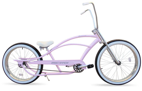 Micargi 29" Stretch Cruiser coaster brake, single sp, Three Piece Alloy Crank, triple tree fork, high rise handlebar. 29"F 26"R - Energize Trek