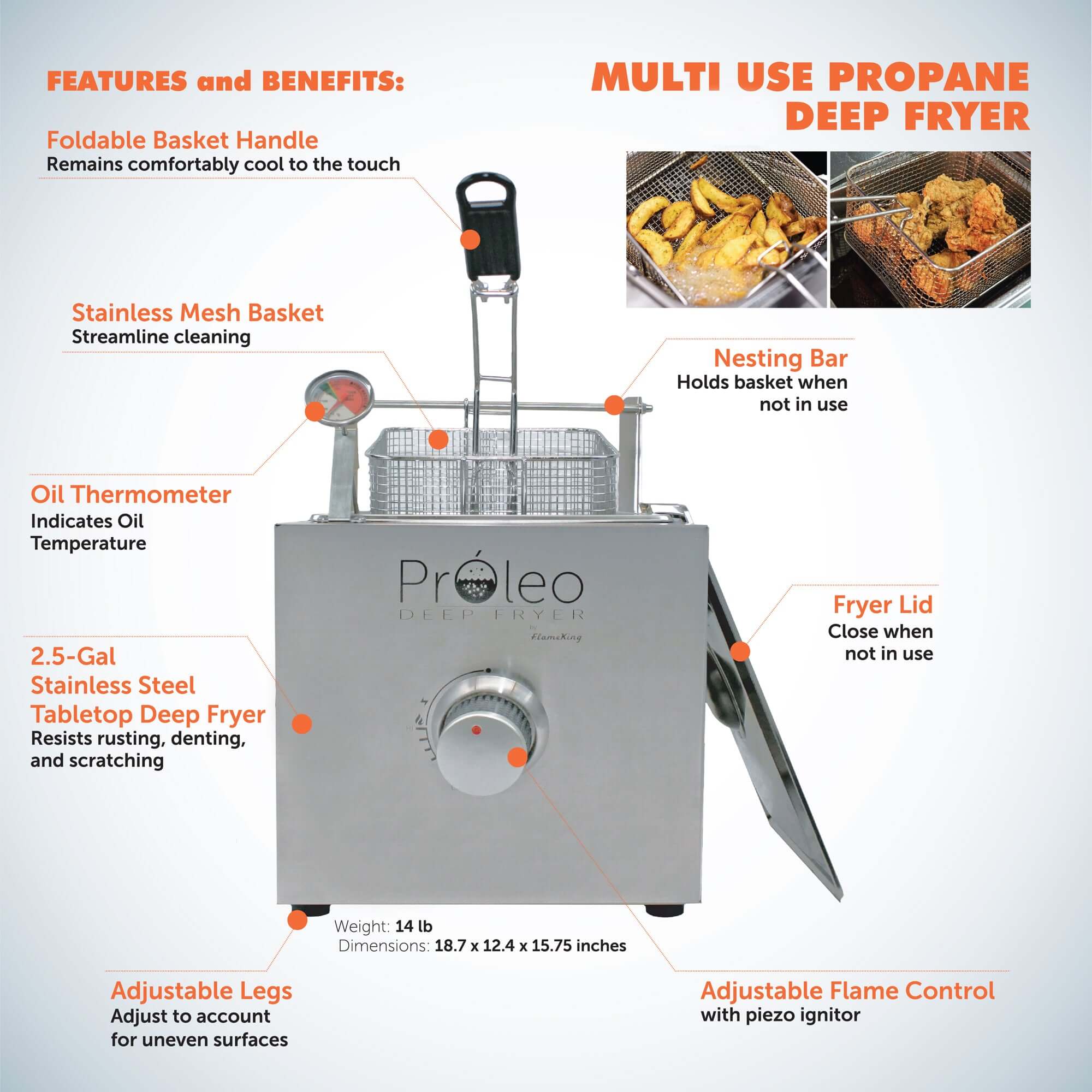 Flame King Proleo Portable Propane Deep Fryer - Energize Trek