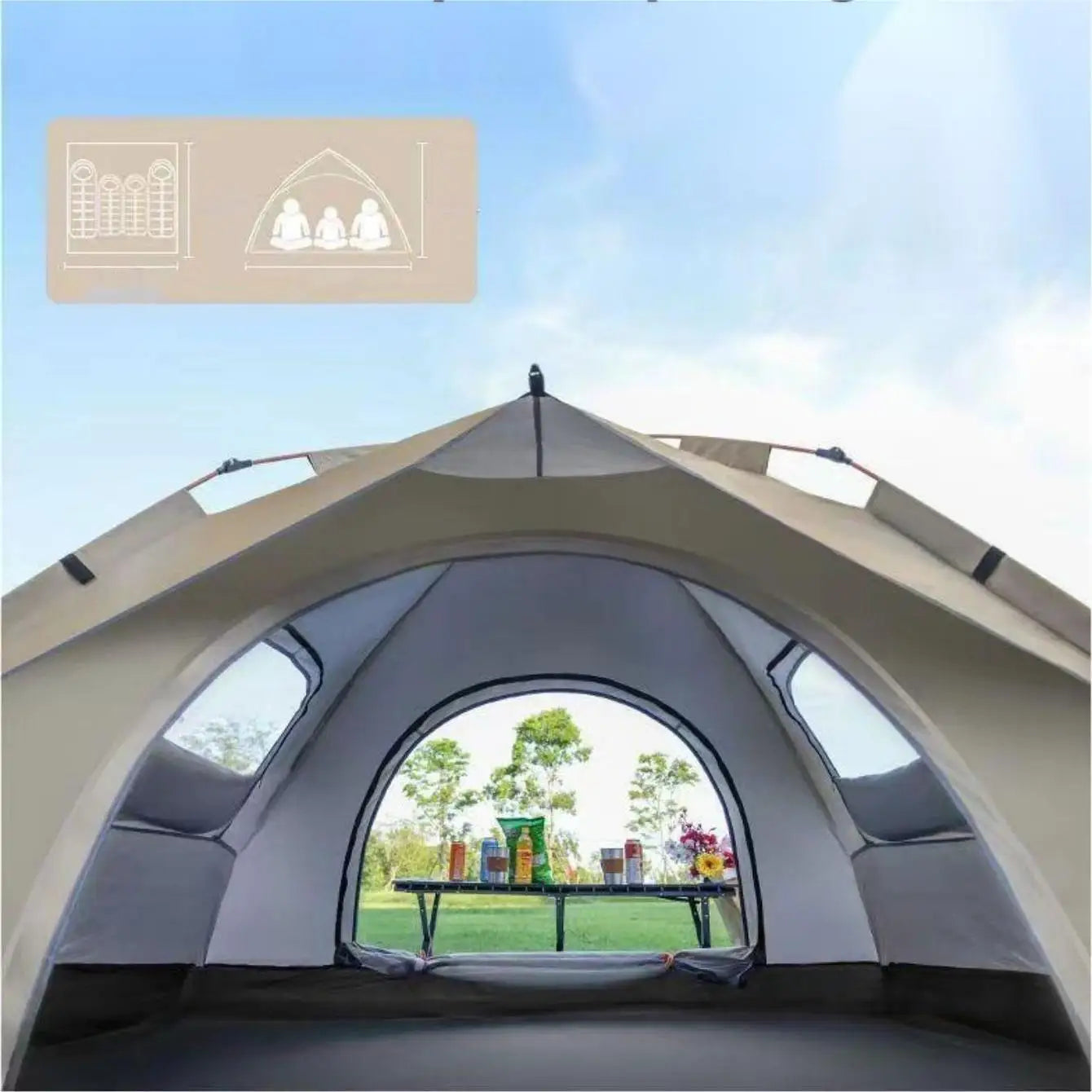 Pakicetus Outdoor Sunshade Camping Tent With Two Doors And Windows - Energize Trek