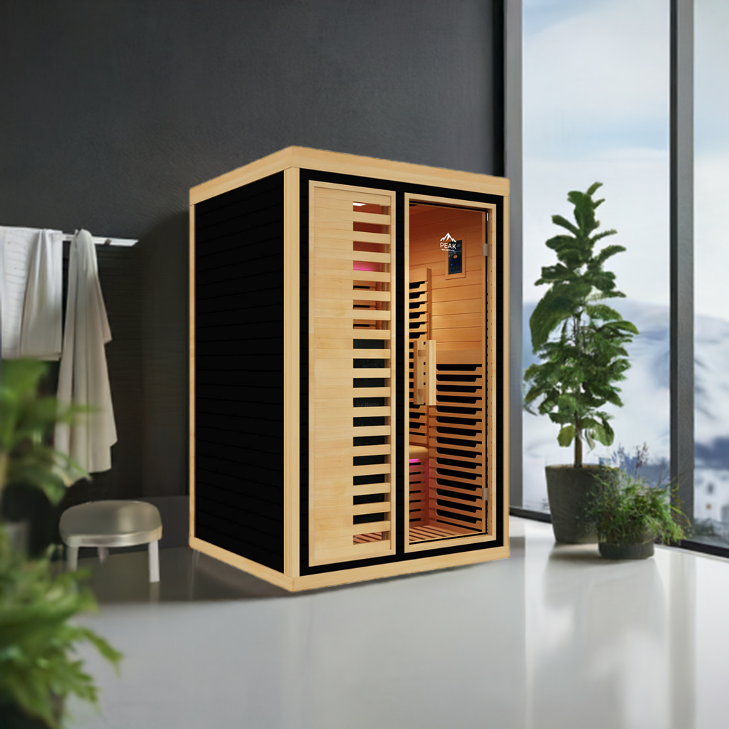 Peak Saunas Everest 2-Person Full Spectrum Infrared Sauna with XL Medical-Grade Red Light Therapy & Smart WiFi App Control - Energize Trek