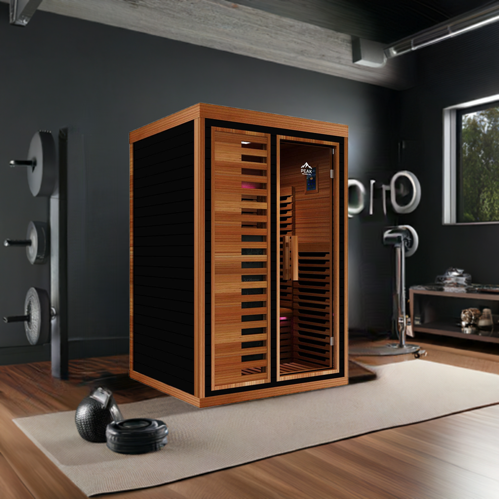 Peak Saunas Fuji 2-Person Full Spectrum Infrared Sauna with XL Medical-Grade Red Light Therapy & Smart WiFi App Control - Energize Trek
