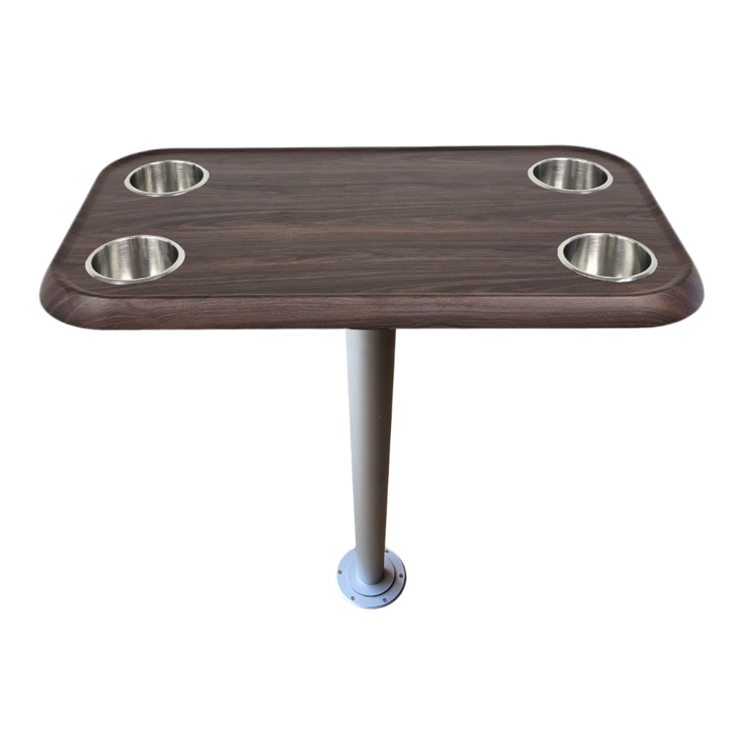RV Side Tables | RV End Tables - Table Set - 6" Flush Mount Floor Plate / Anti Wobble, Cocktail Design (6 colors)