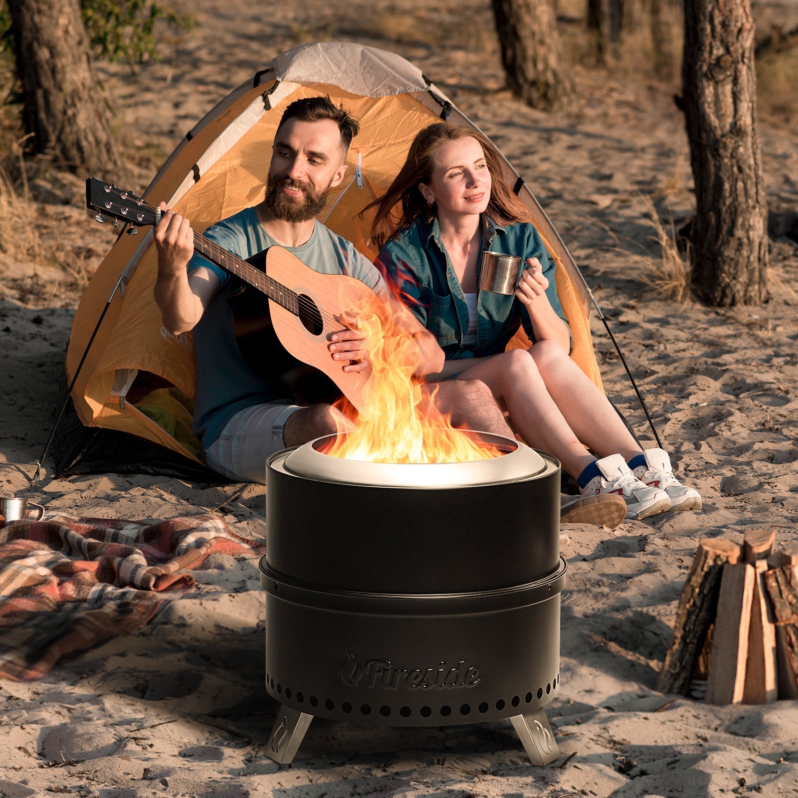 Pluto R19-PG Smokeless Outdoor Fire Pit - Painted Black - Energize Trek