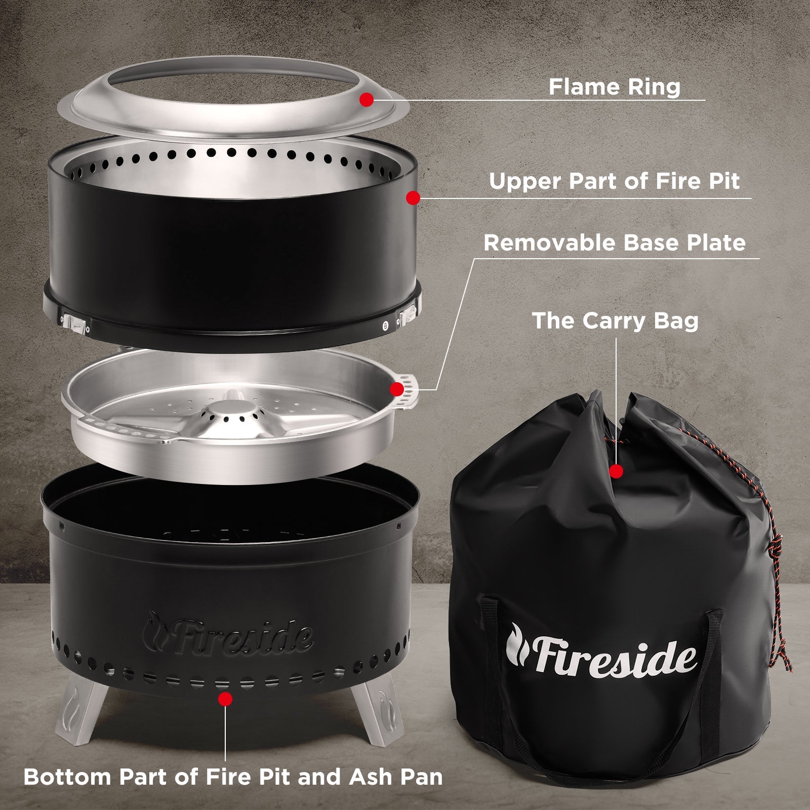 Pluto R19-PG Smokeless Outdoor Fire Pit - Painted Black - Energize Trek