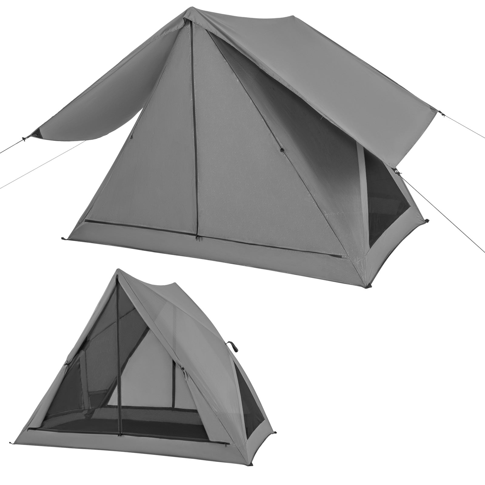 Pop-up Camping Tent for 2-3 People with Carry Bag and Rainfly for Backpacking Hiking Trip-Gray - Energize Trek