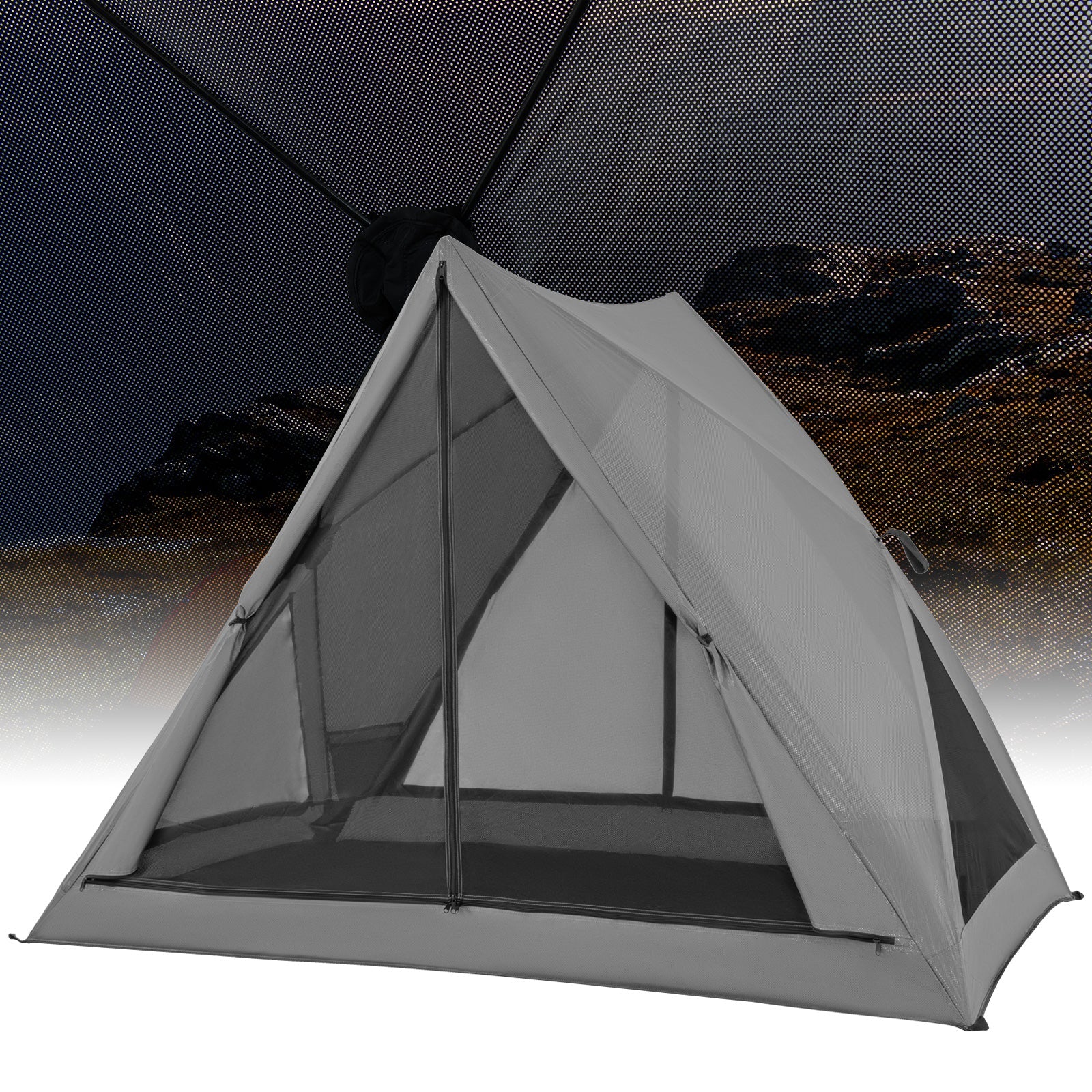 Pop-up Camping Tent for 2-3 People with Carry Bag and Rainfly for Backpacking Hiking Trip-Gray - Energize Trek