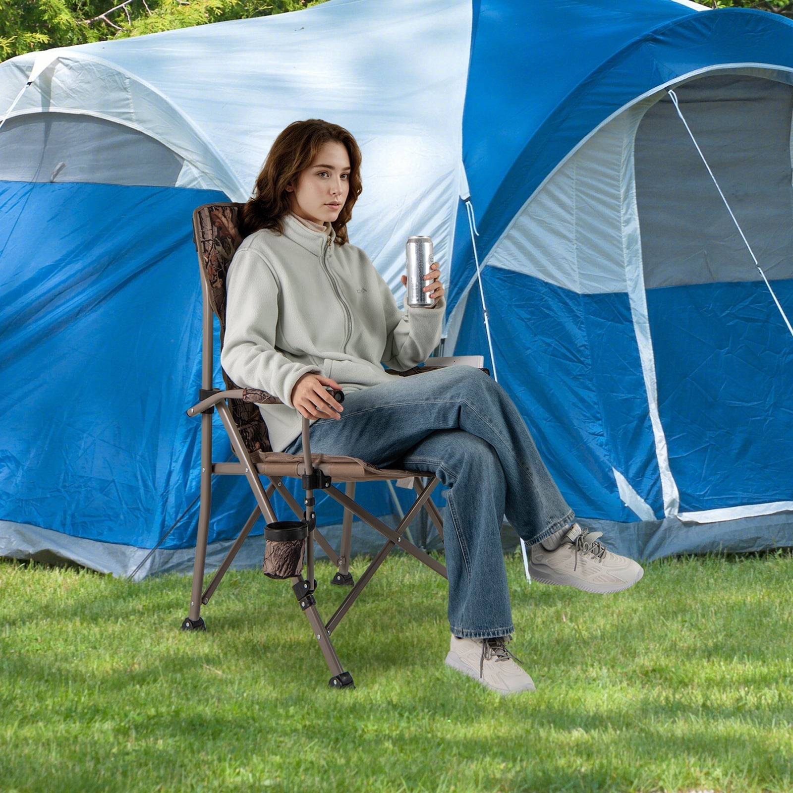Portable Camping Chair with 400 LBS Metal Frame and Anti-Slip Feet - Energize Trek