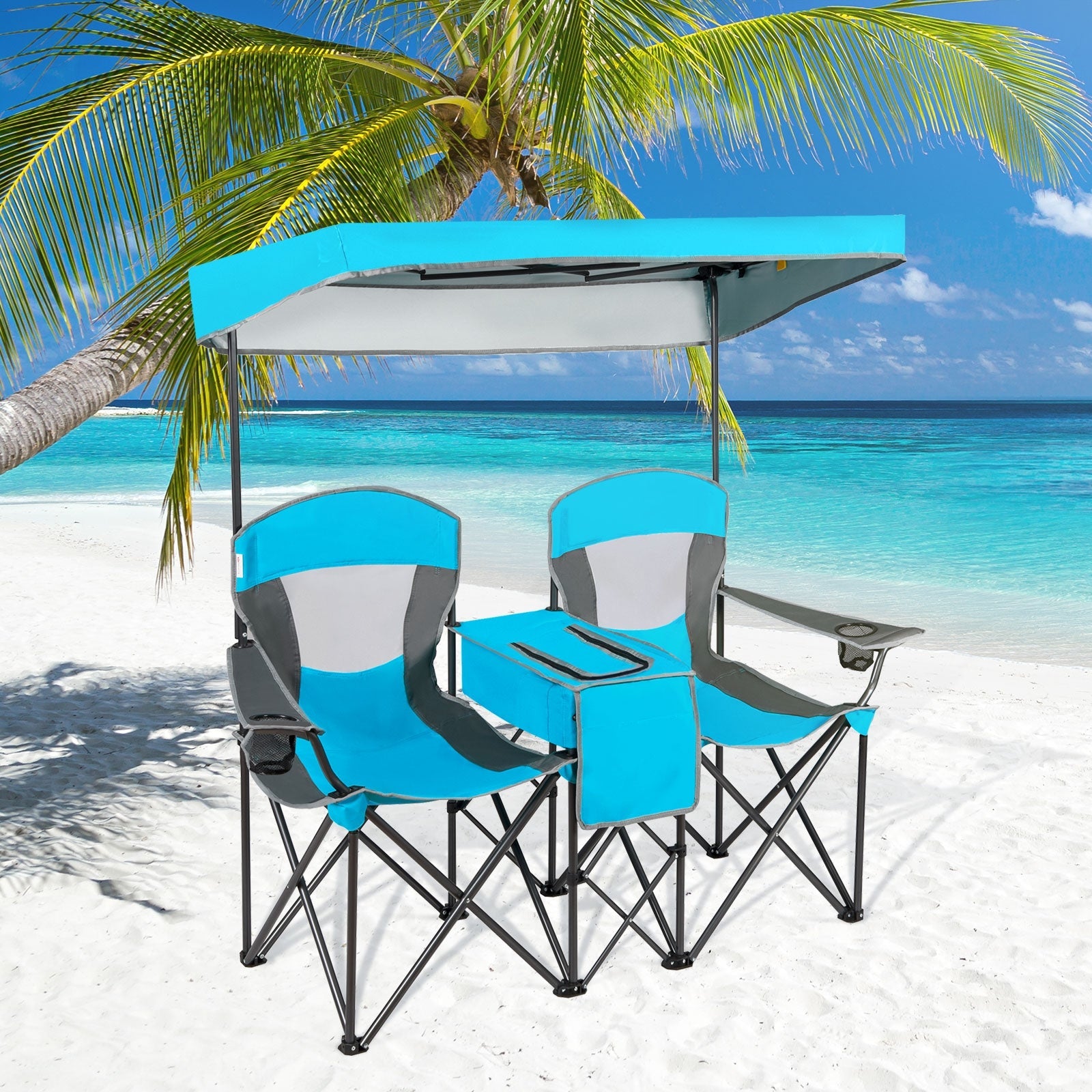 Portable Folding Camping Canopy Chairs with Cup Holder - Energize Trek