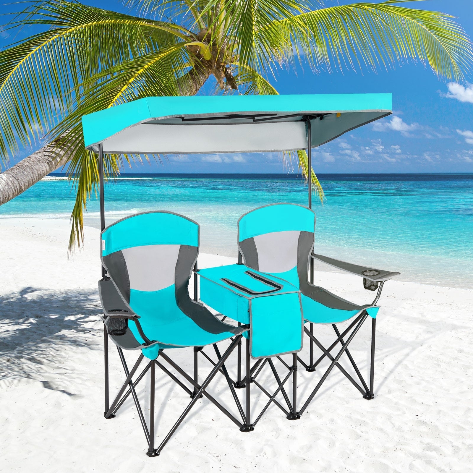 Portable Folding Camping Canopy Chairs with Cup Holder - Energize Trek