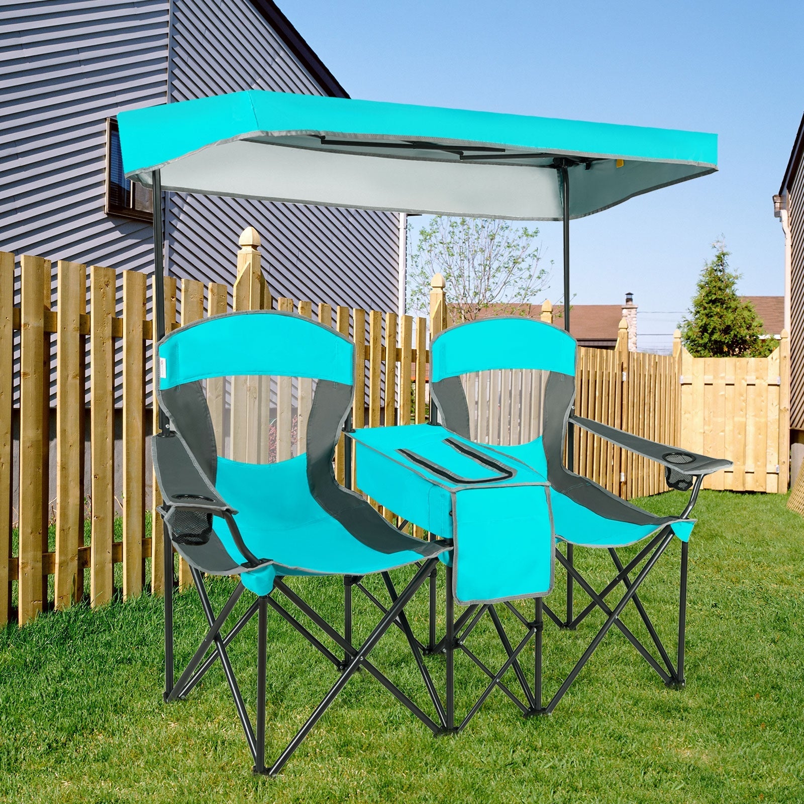 Portable Folding Camping Canopy Chairs with Cup Holder - Energize Trek