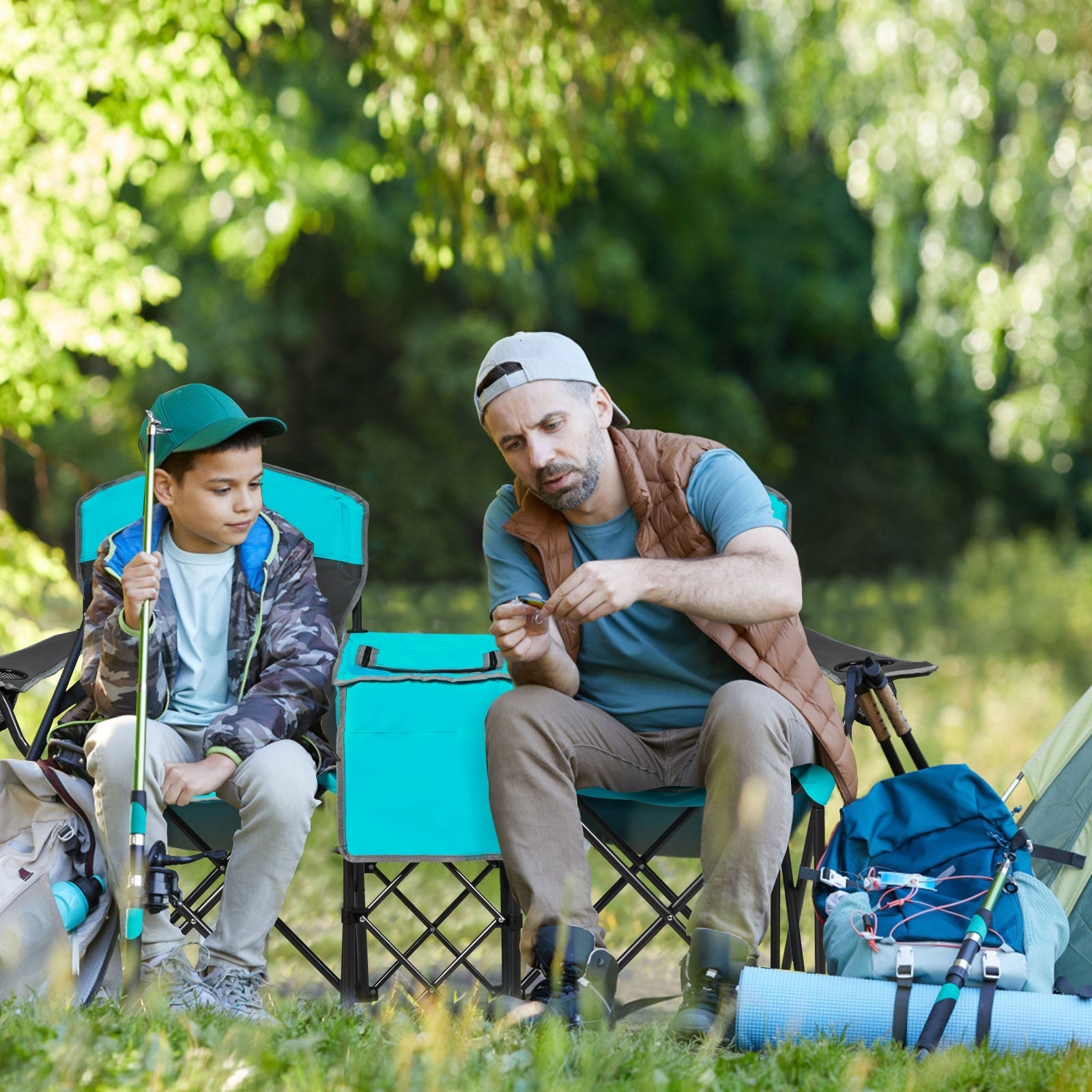 Portable Folding Camping Canopy Chairs with Cup Holder - Energize Trek