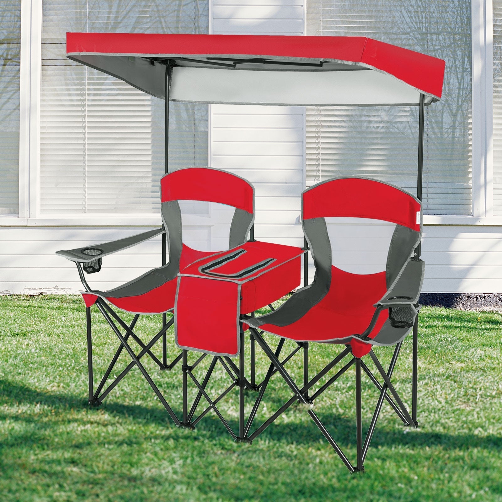 Portable Folding Camping Canopy Chairs with Cup Holder - Energize Trek