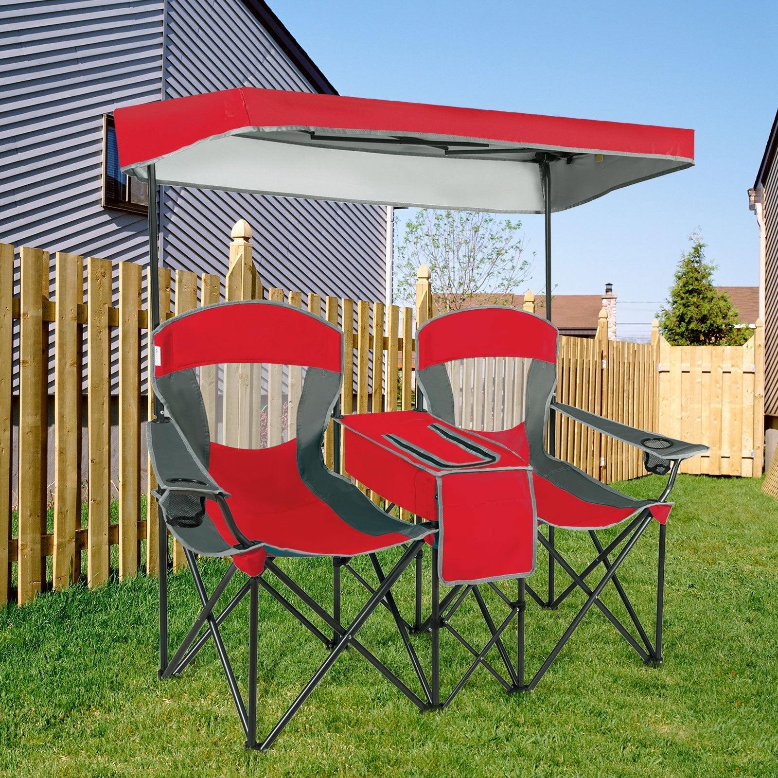 Portable Folding Camping Canopy Chairs with Cup Holder - Energize Trek