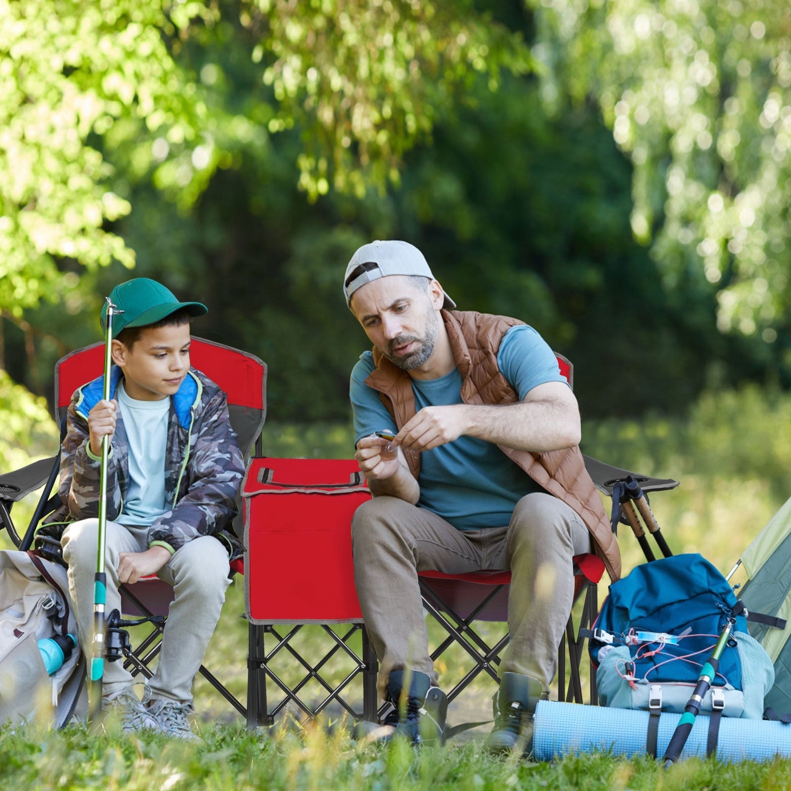 Portable Folding Camping Canopy Chairs with Cup Holder - Energize Trek
