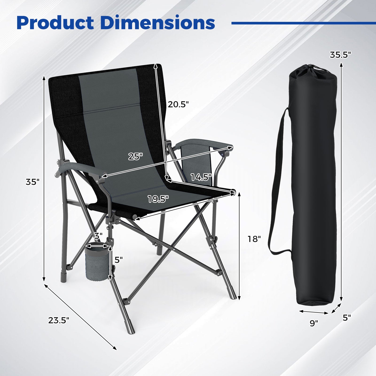 Portable Folding Oxford Cloth Camping Chair with Cup Holder and Side Pocket - Energize Trek