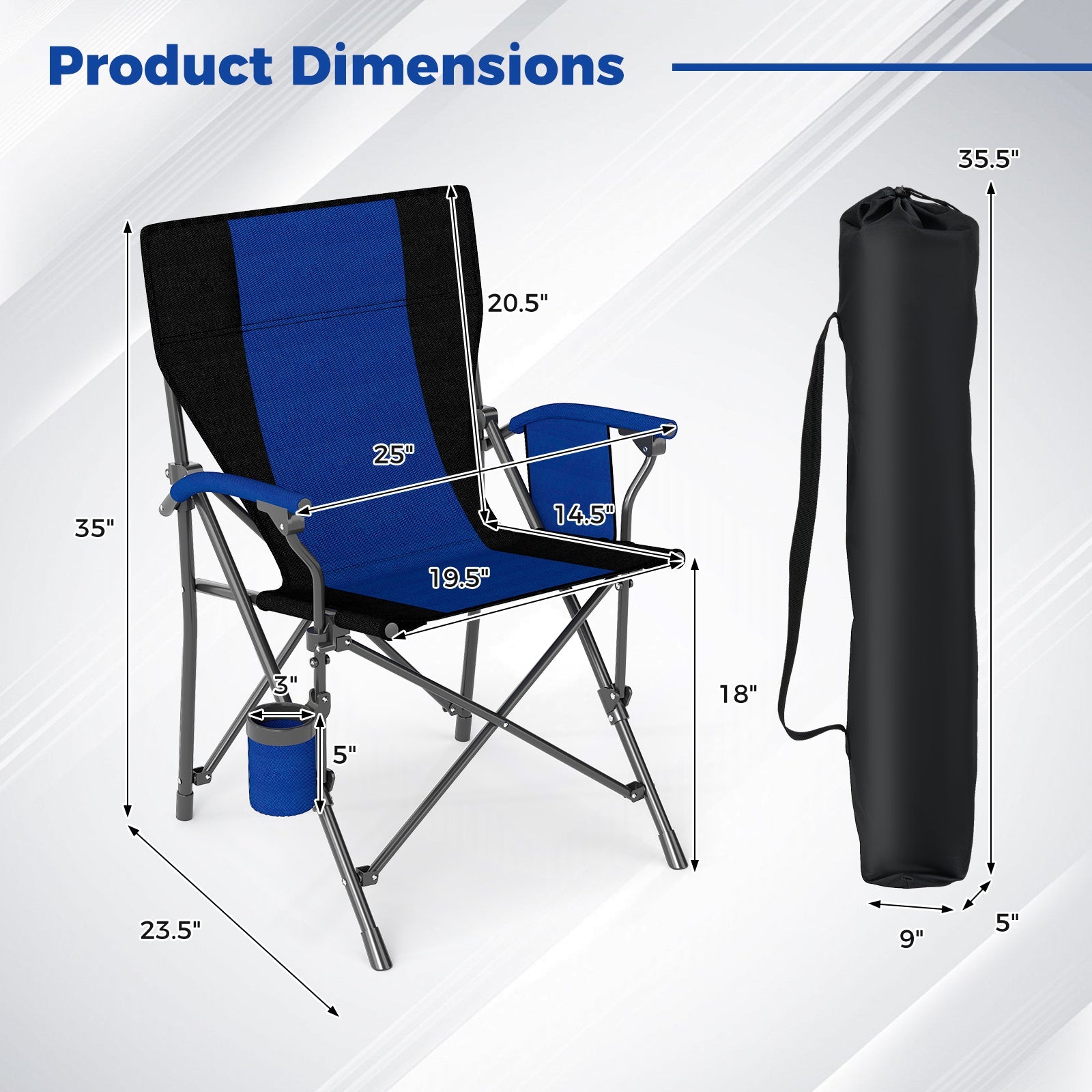 Portable Folding Oxford Cloth Camping Chair with Cup Holder and Side Pocket - Energize Trek