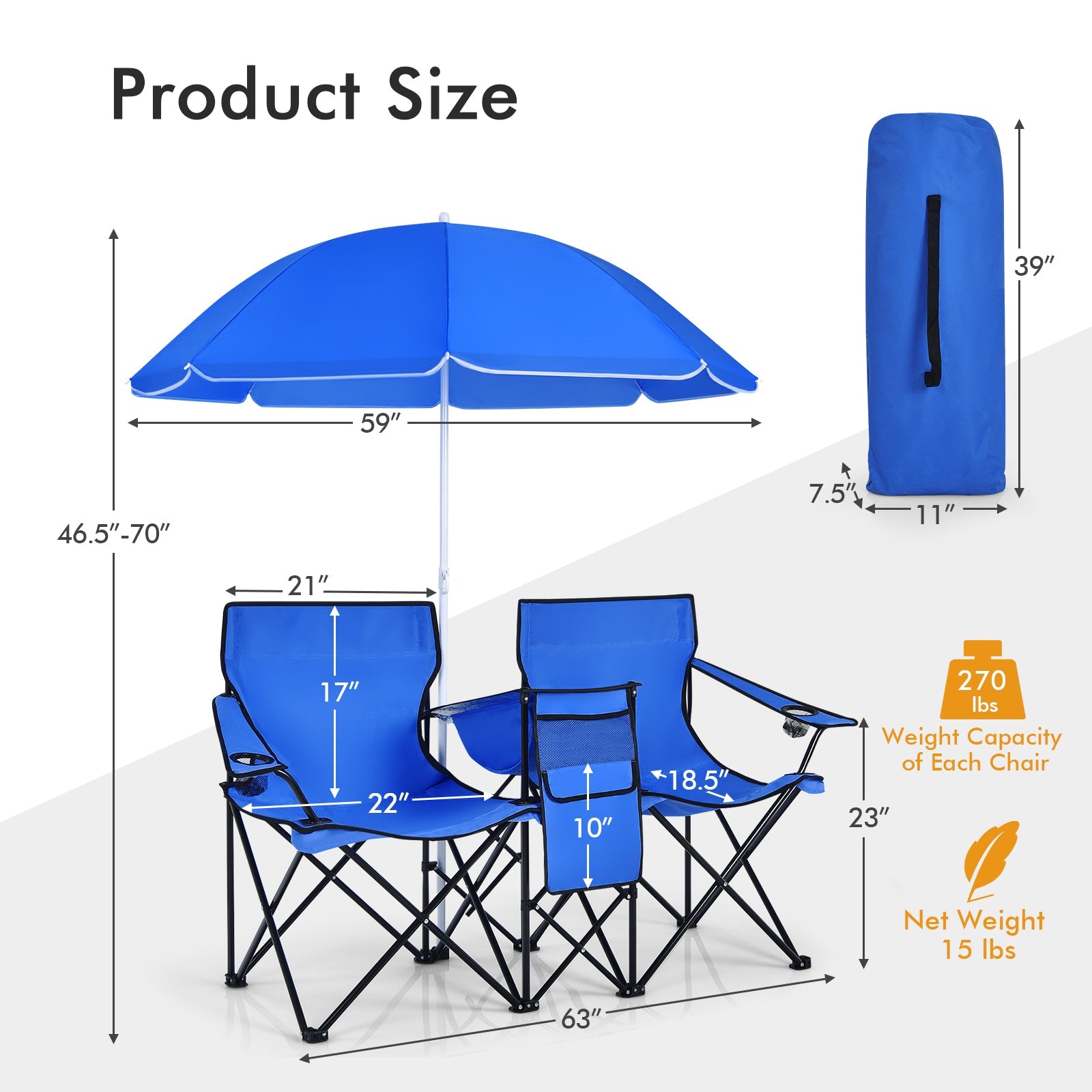 Portable Folding Picnic Double Chair - Energize Trek