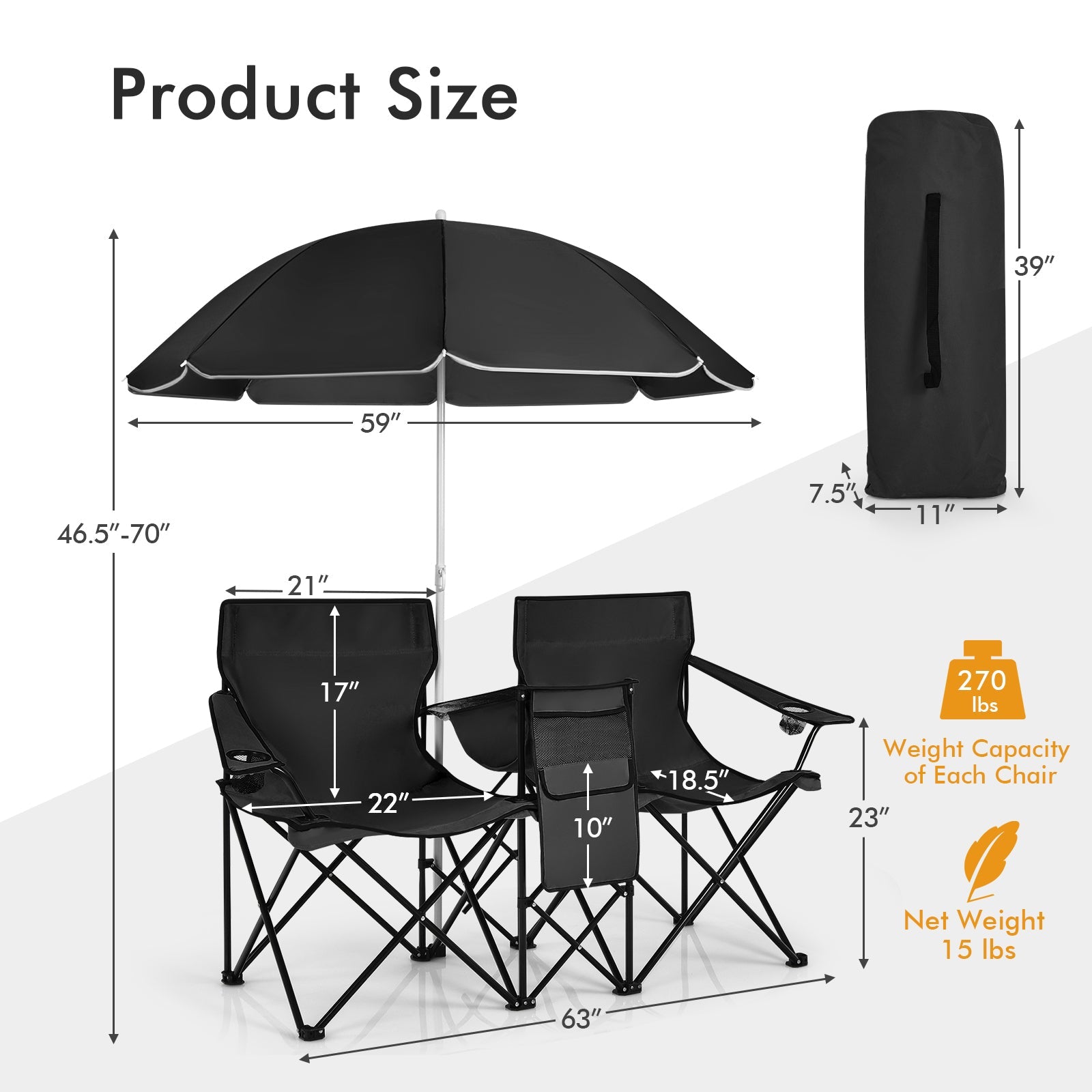 Portable Folding Picnic Double Chair - Energize Trek