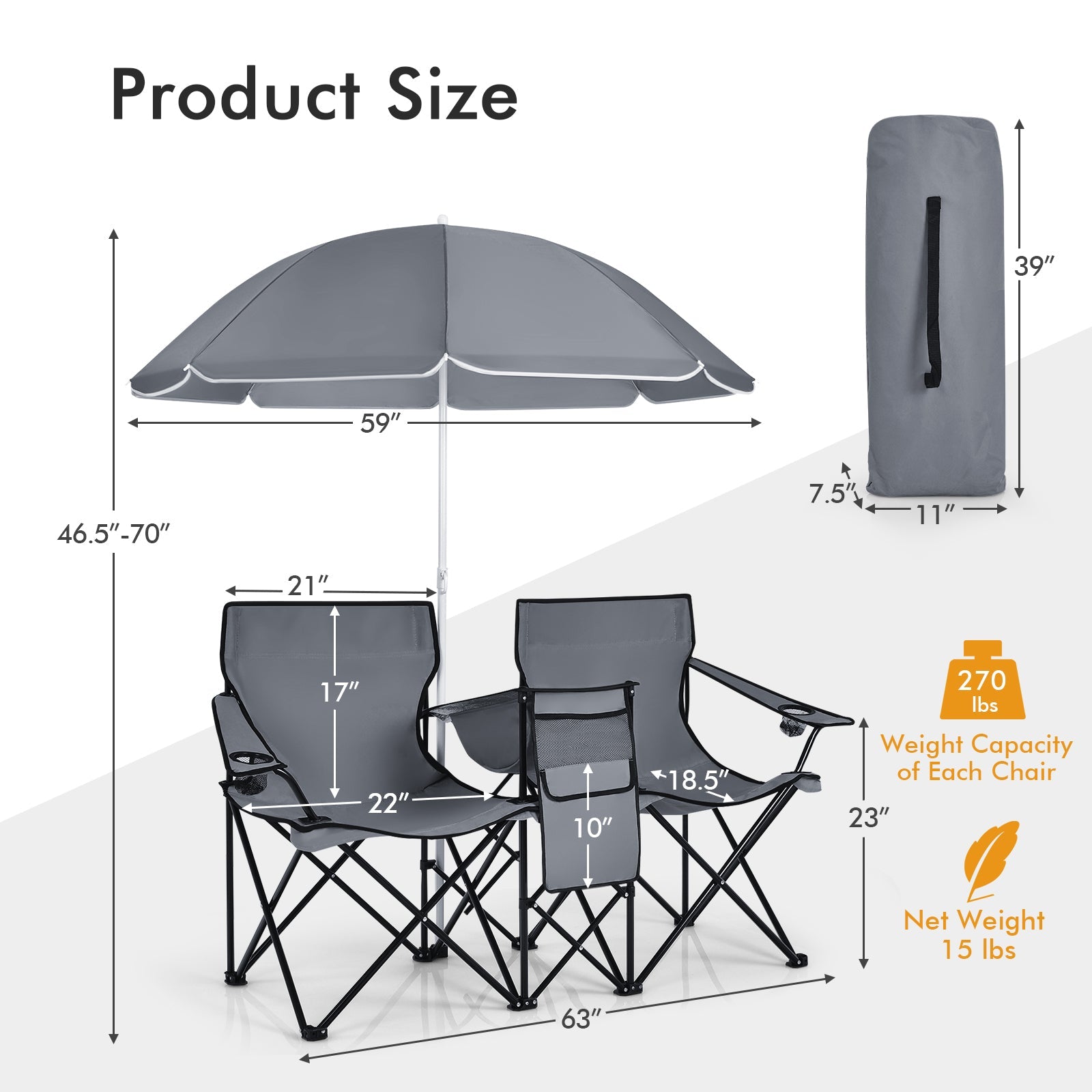 Portable Folding Picnic Double Chair - Energize Trek