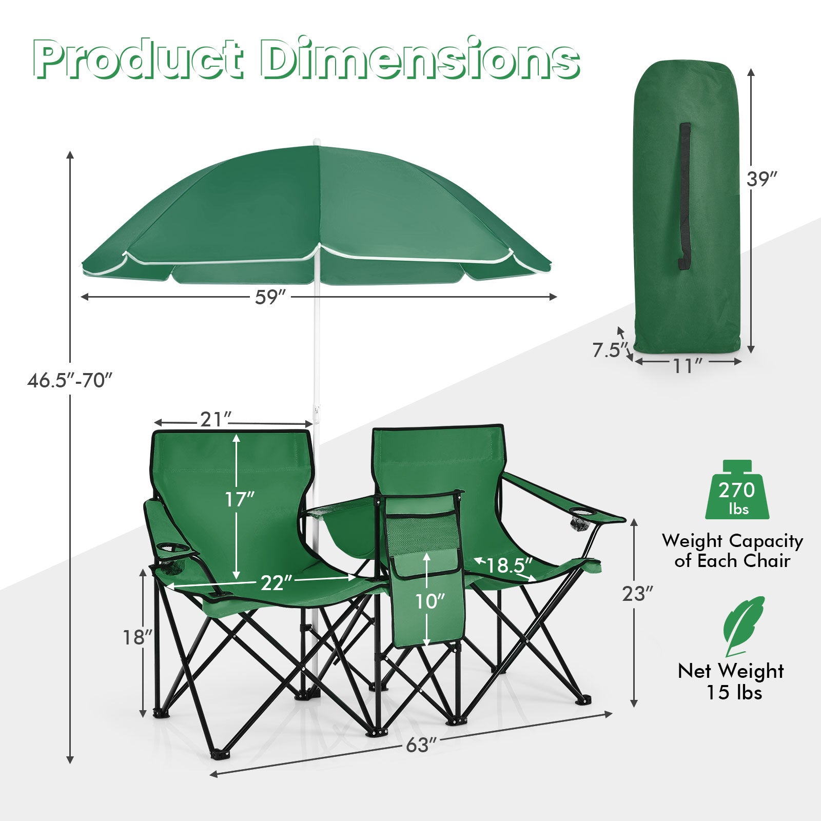 Portable Folding Picnic Double Chair - Energize Trek