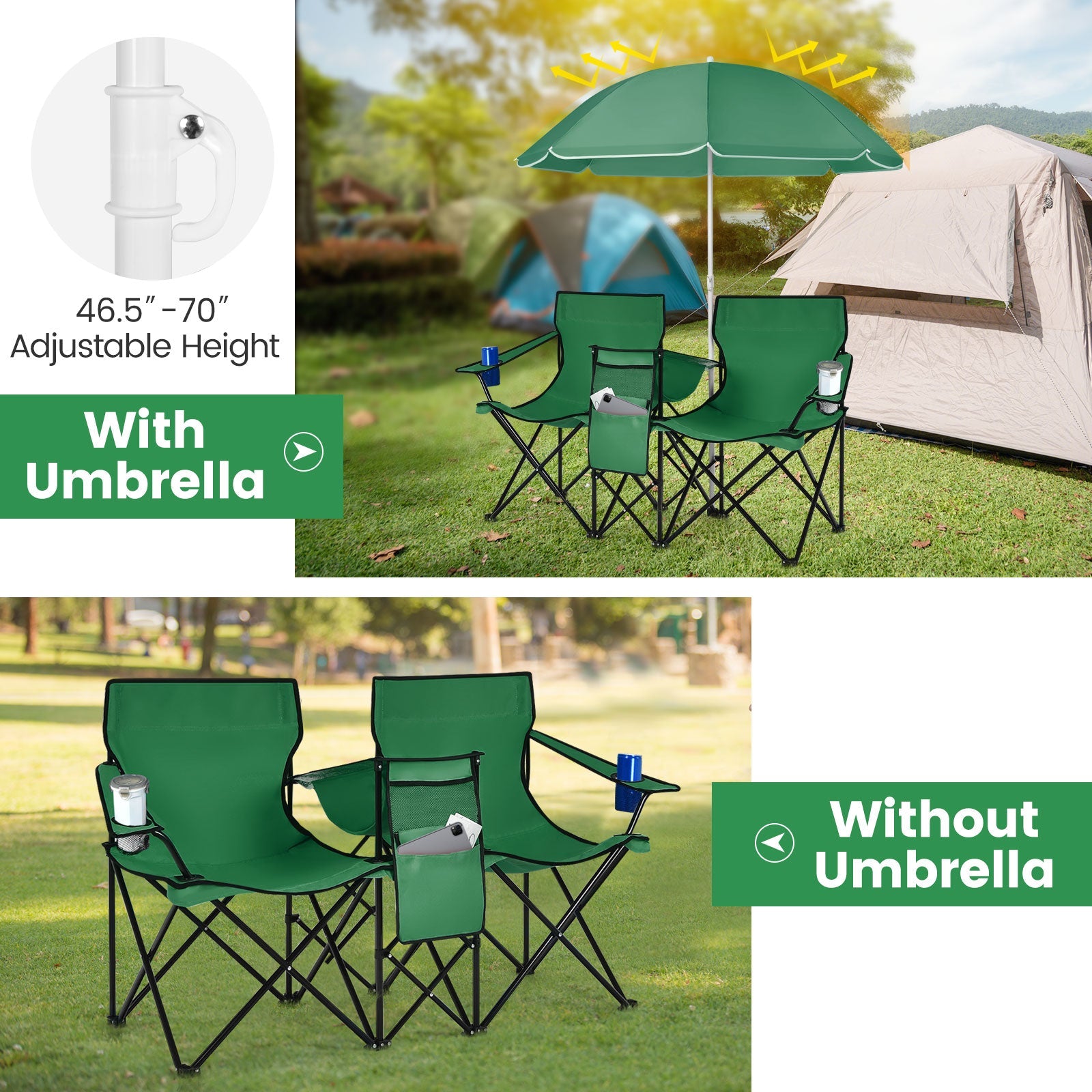 Portable Folding Picnic Double Chair - Energize Trek