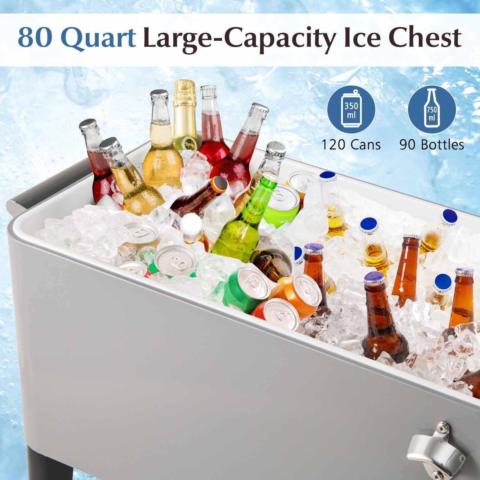 Portable Patio Cooler with Bottom Storage Shelf and Bottle Opener - Energize Trek