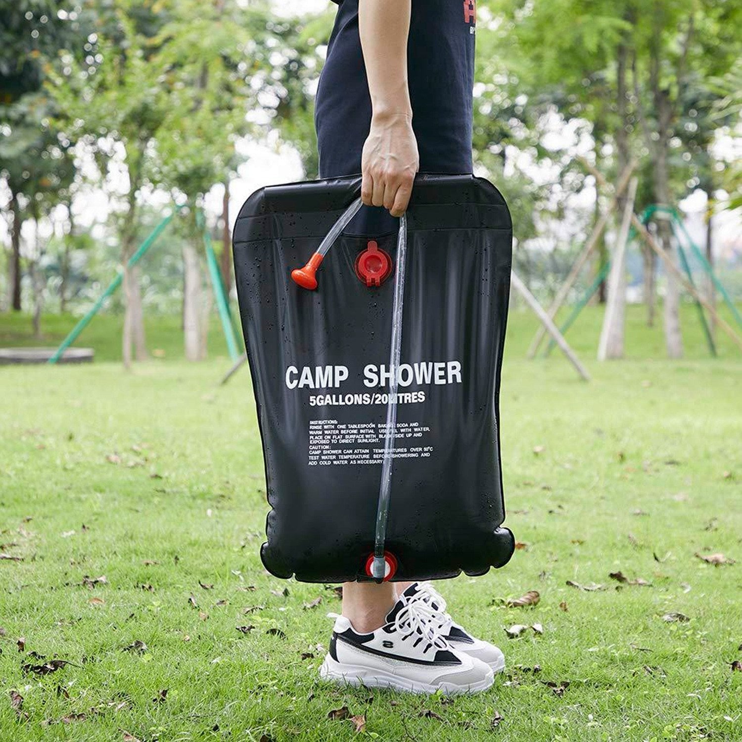 Portable Solar Heated Shower Bag Camping Shower Bath Water Bag 5 Gallons w/ On-Off Switchable Shower Head - Energize Trek