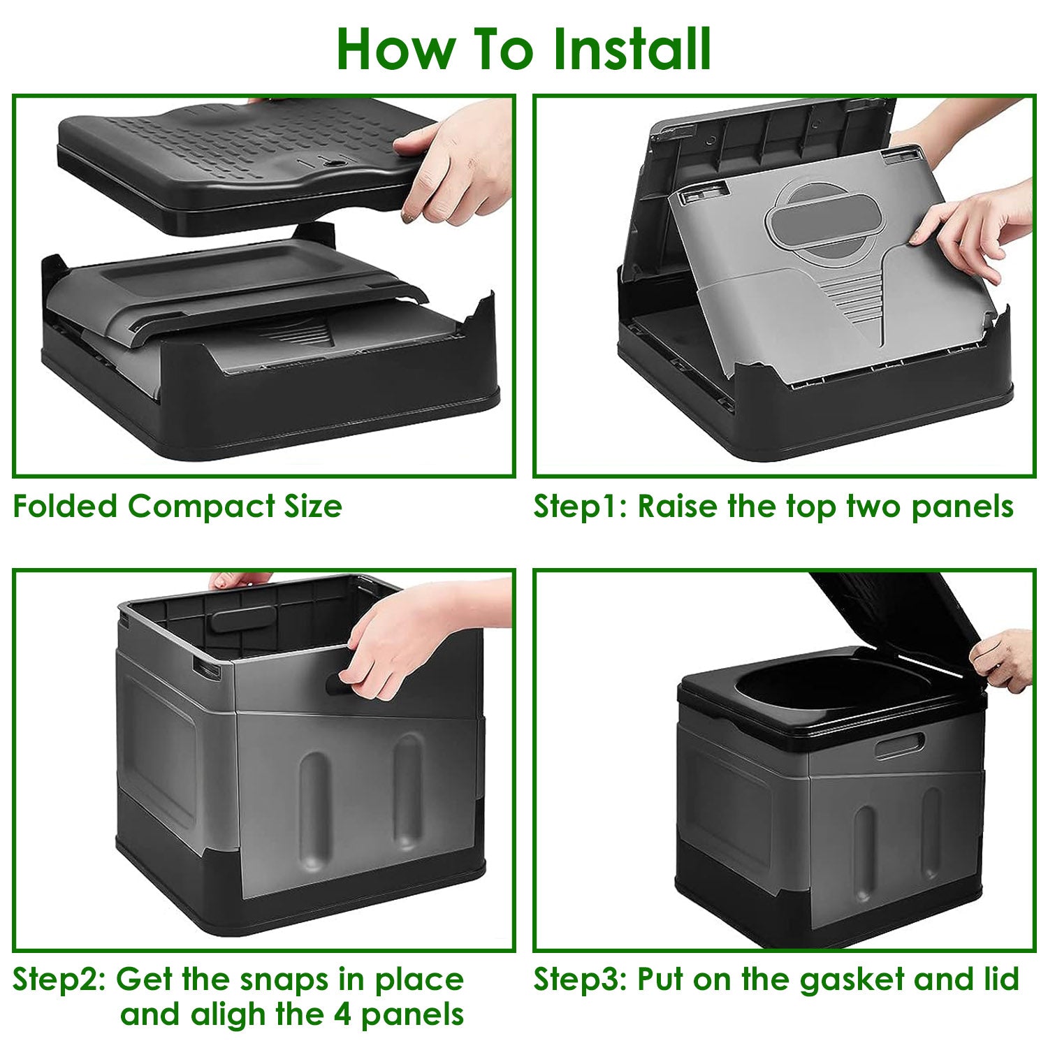 Portable Toilet for Car Camping Boating Hiking Outdoor Travel Potty with Carry Bag Foldable Emergency Toilet with Lid Trash Bags - Energize Trek