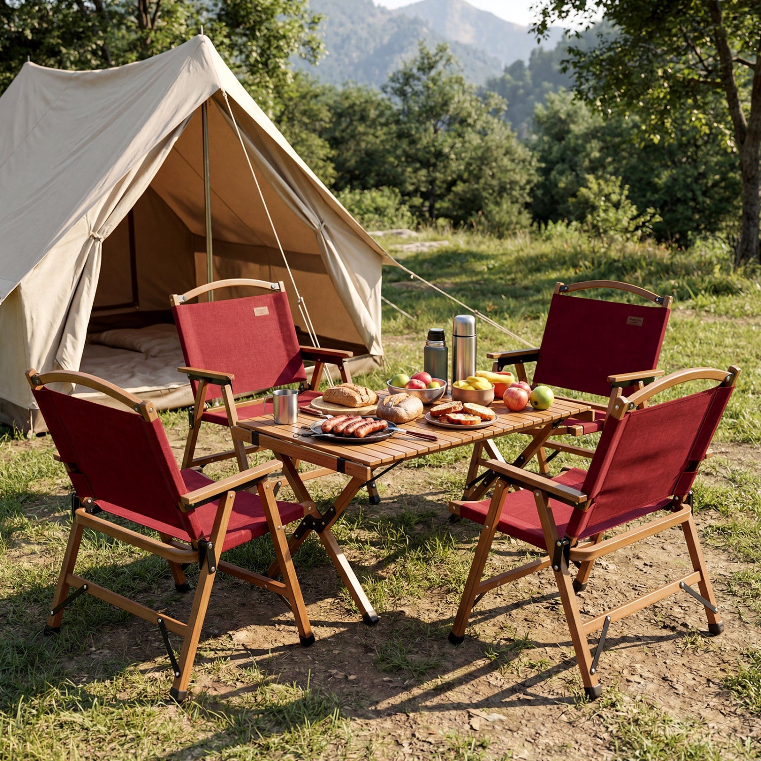 Portable and Lightweight Folding Camping Chair for Patio Picnic Leisure Fishing Travel Beach-Red - Energize Trek