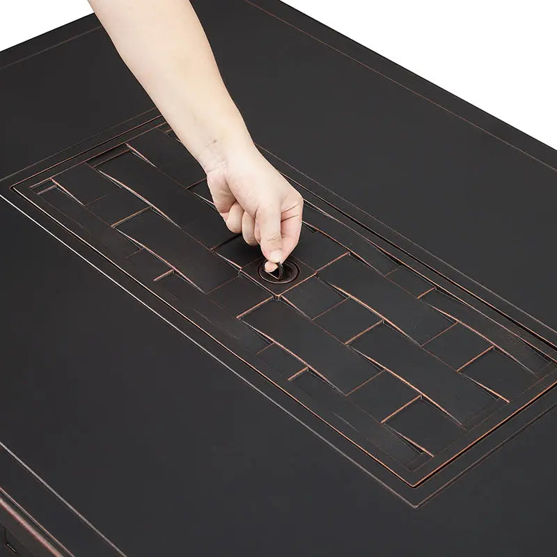 Preston 44" Rectangular Basketweave Aluminum Convertible Gas Fire Pit Table - Energize Trek