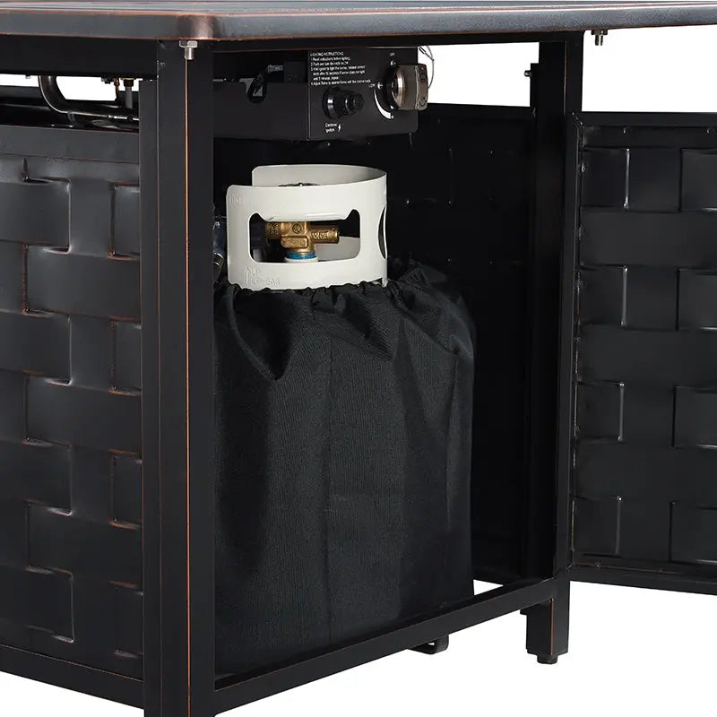 Preston 44" Rectangular Basketweave Aluminum Convertible Gas Fire Pit Table - Energize Trek