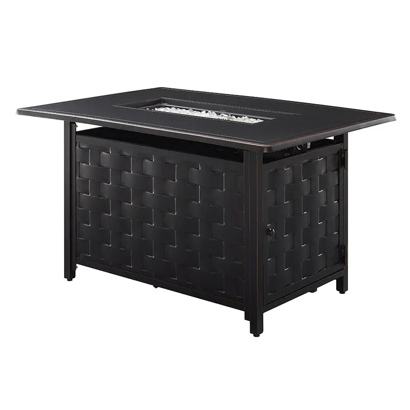 Preston 44" Rectangular Basketweave Aluminum Convertible Gas Fire Pit Table - Energize Trek