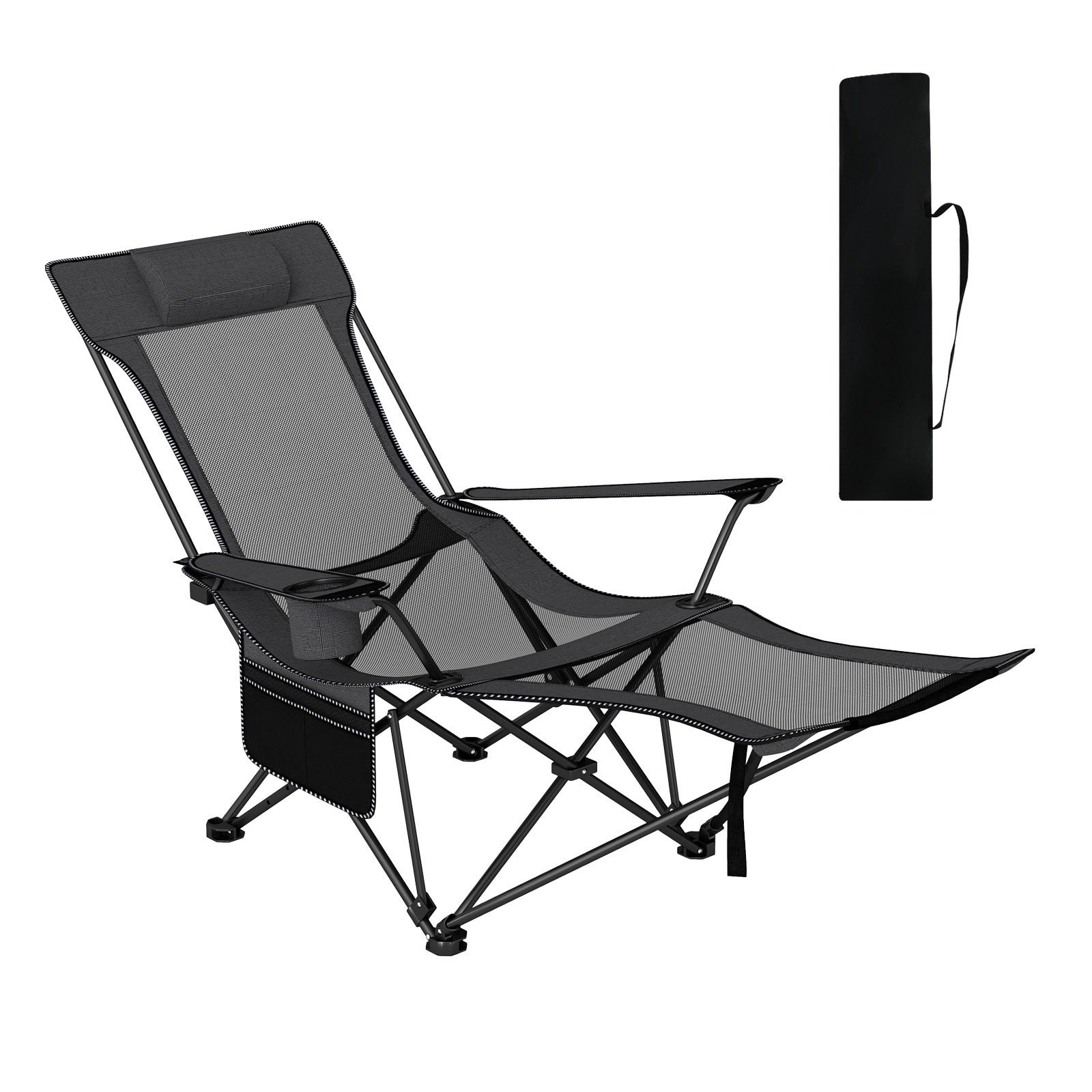 Reclining Camping Chair with Removable Footrest and Adjustable Backrest - Energize Trek