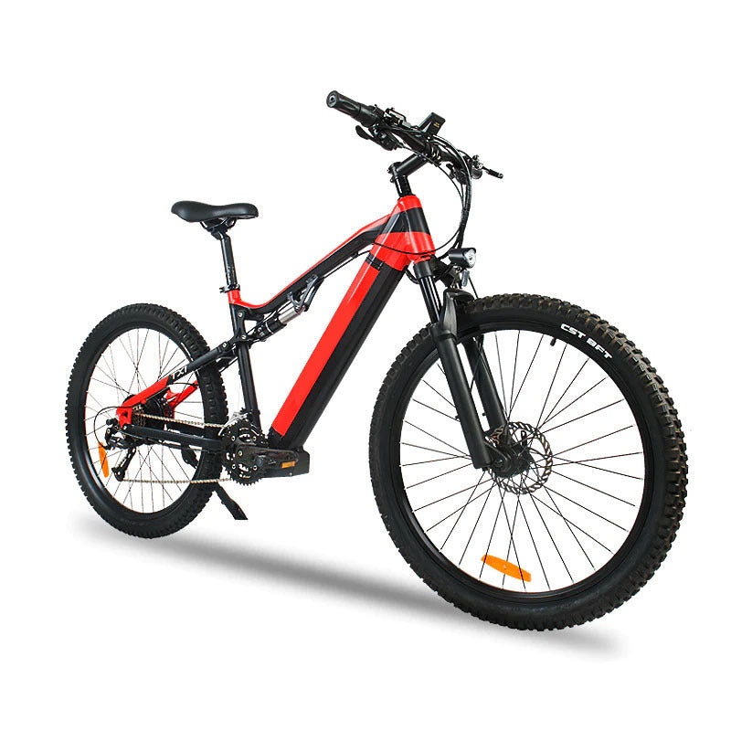 Red 500W Electric Ebike - 27.5 Inch Electric Mountain Bicycle 48V 27 Speed - Bafang Motor - Energize Trek