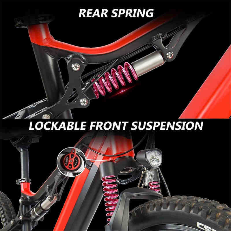 Red 500W Electric Ebike - 27.5 Inch Electric Mountain Bicycle 48V 27 Speed - Bafang Motor - Energize Trek