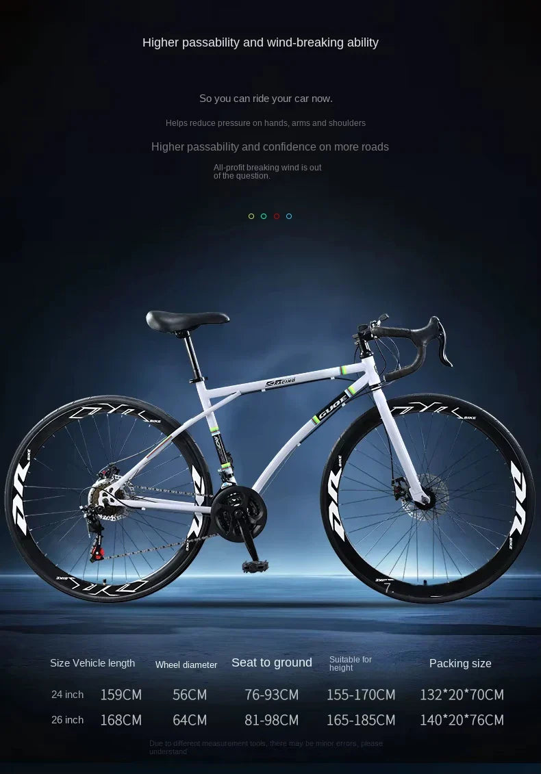2025 New Road Bike 7/24 Speed Corner Handle Road Racing Bicycle Dual Disc Brake Lightweight Outdoor bicicleta Adult Teenagers - Energize Trek