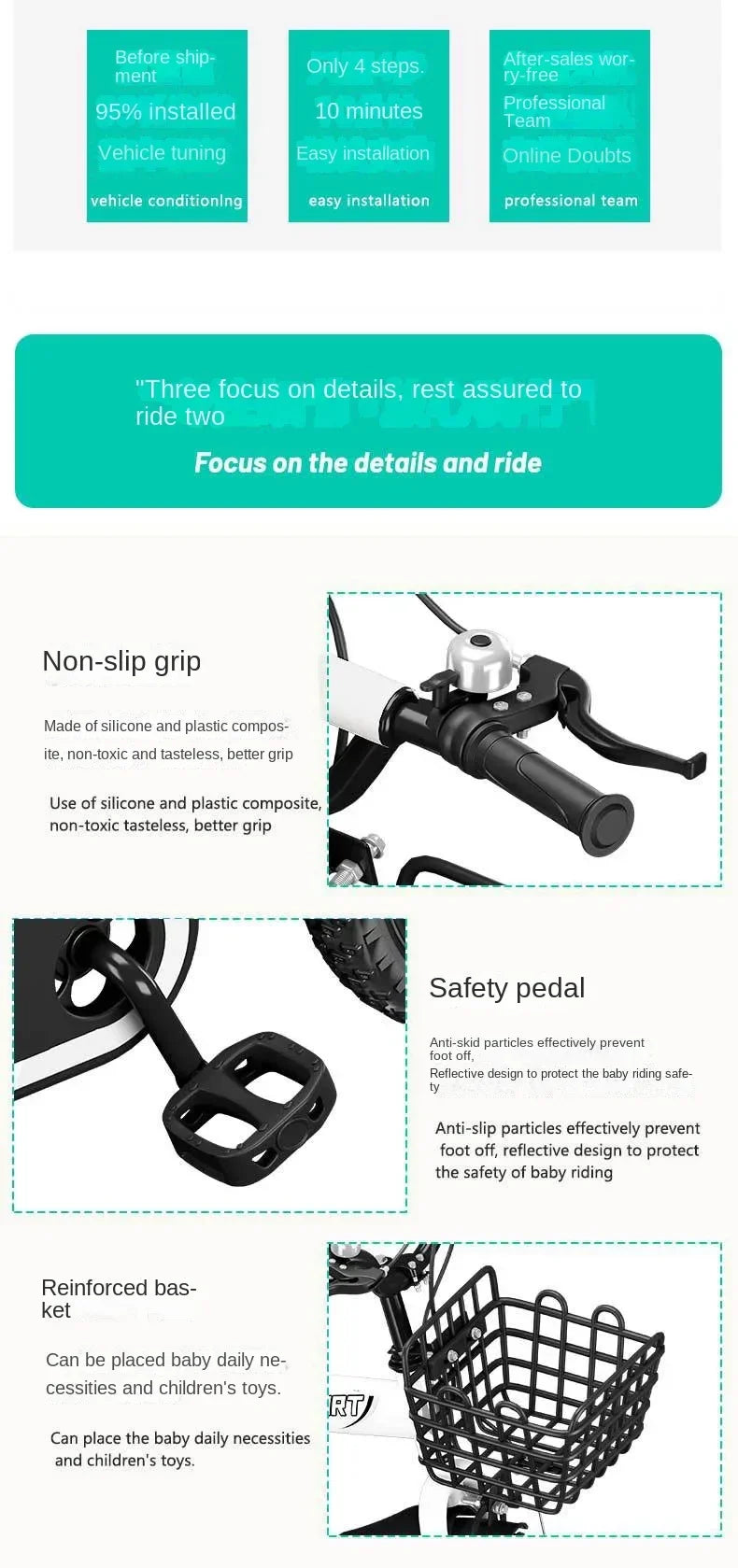 Children's Bicycles for Boys Aged 3-10 Years Old Children Girls Children's Bicycles with Flashing Auxiliary Wheels - Energize Trek