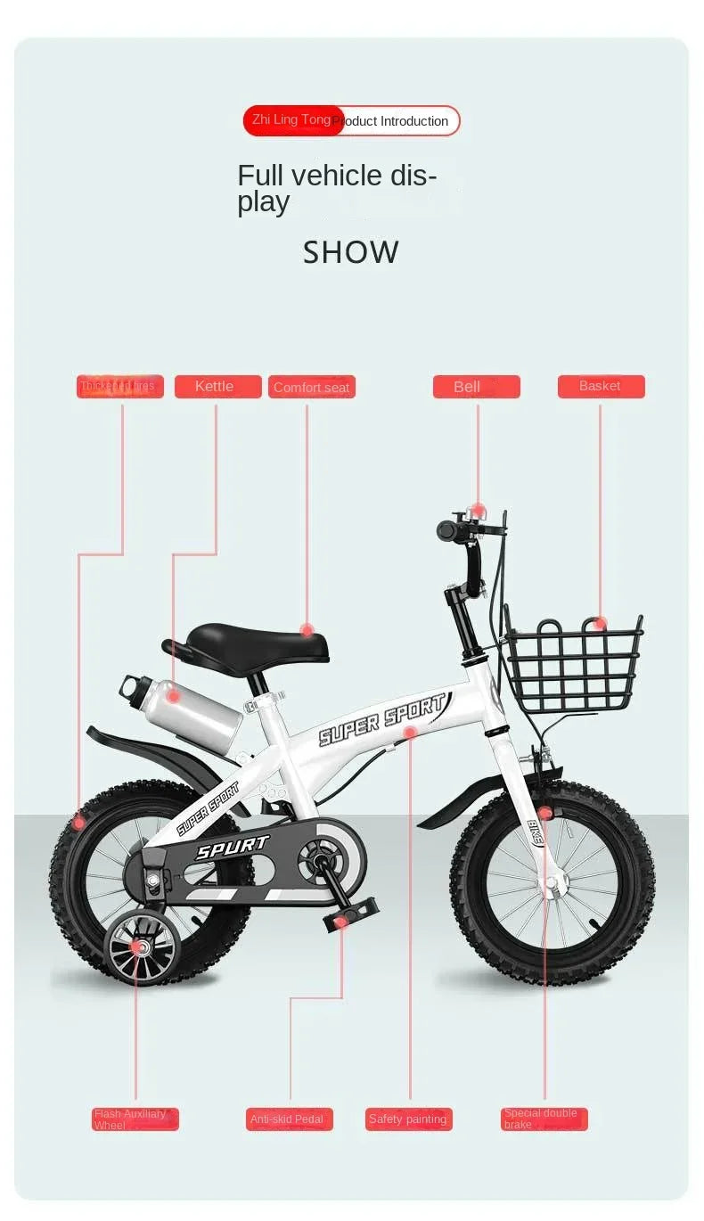 Children's Bicycles for Boys Aged 3-10 Years Old Children Girls Children's Bicycles with Flashing Auxiliary Wheels - Energize Trek