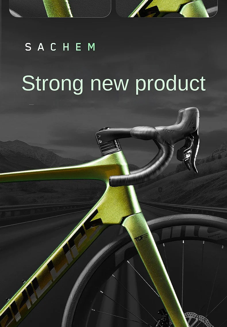 2025 New Ultra-Light Carbon Fiber Road Bike Fast Racing Bicycle with Hydraulic Disc Brakes 16/24-Speed Gear Shift Drop Handlebar - Energize Trek