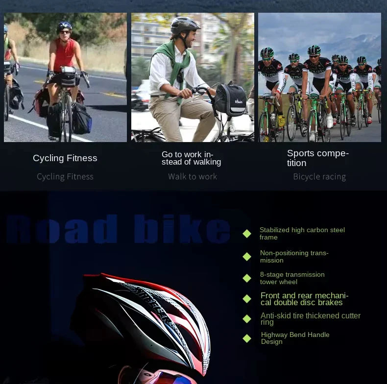 2025 New Road Bike 7/24 Speed Corner Handle Road Racing Bicycle Dual Disc Brake Lightweight Outdoor bicicleta Adult Teenagers - Energize Trek