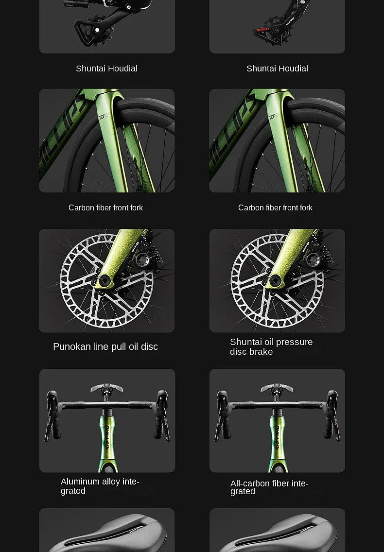 2025 New Ultra-Light Carbon Fiber Road Bike Fast Racing Bicycle with Hydraulic Disc Brakes 16/24-Speed Gear Shift Drop Handlebar - Energize Trek