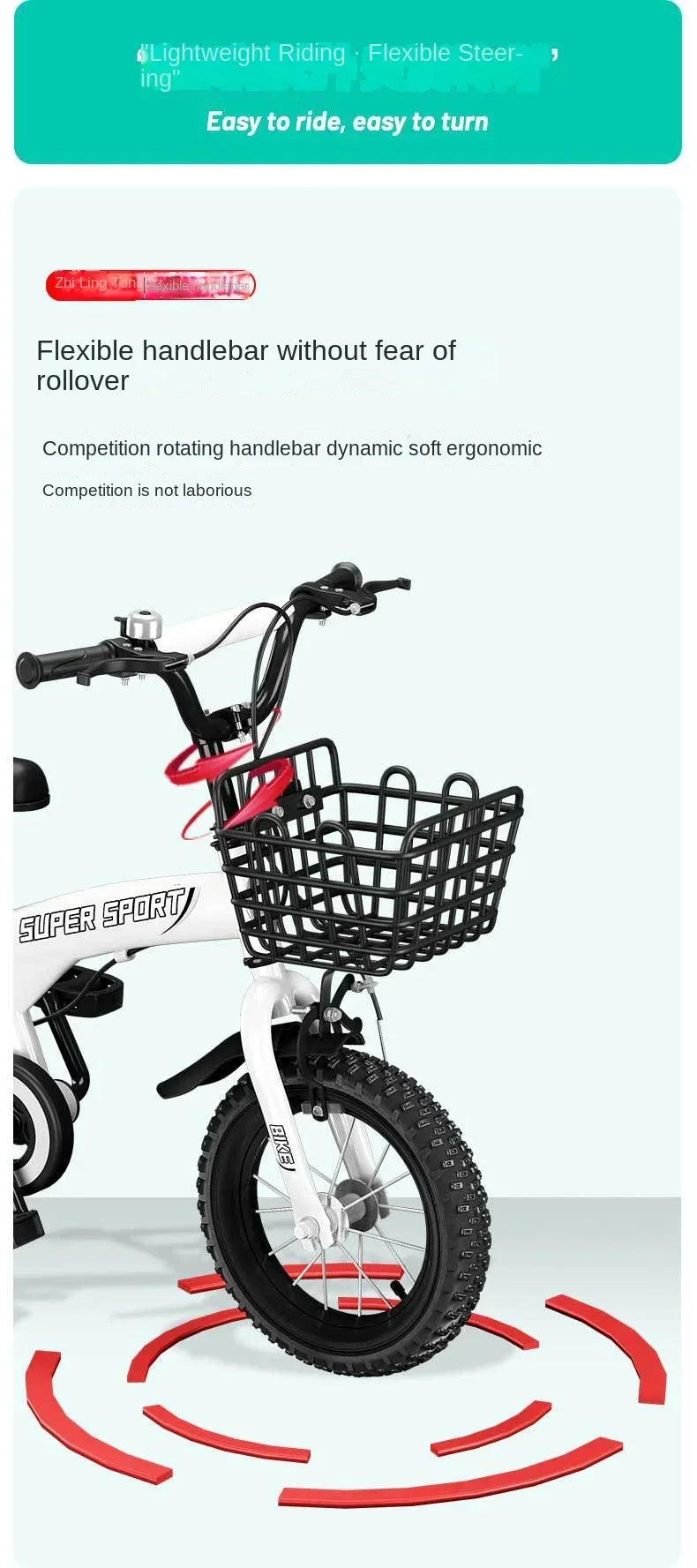 Children's Bicycles for Boys Aged 3-10 Years Old Children Girls Children's Bicycles with Flashing Auxiliary Wheels - Energize Trek