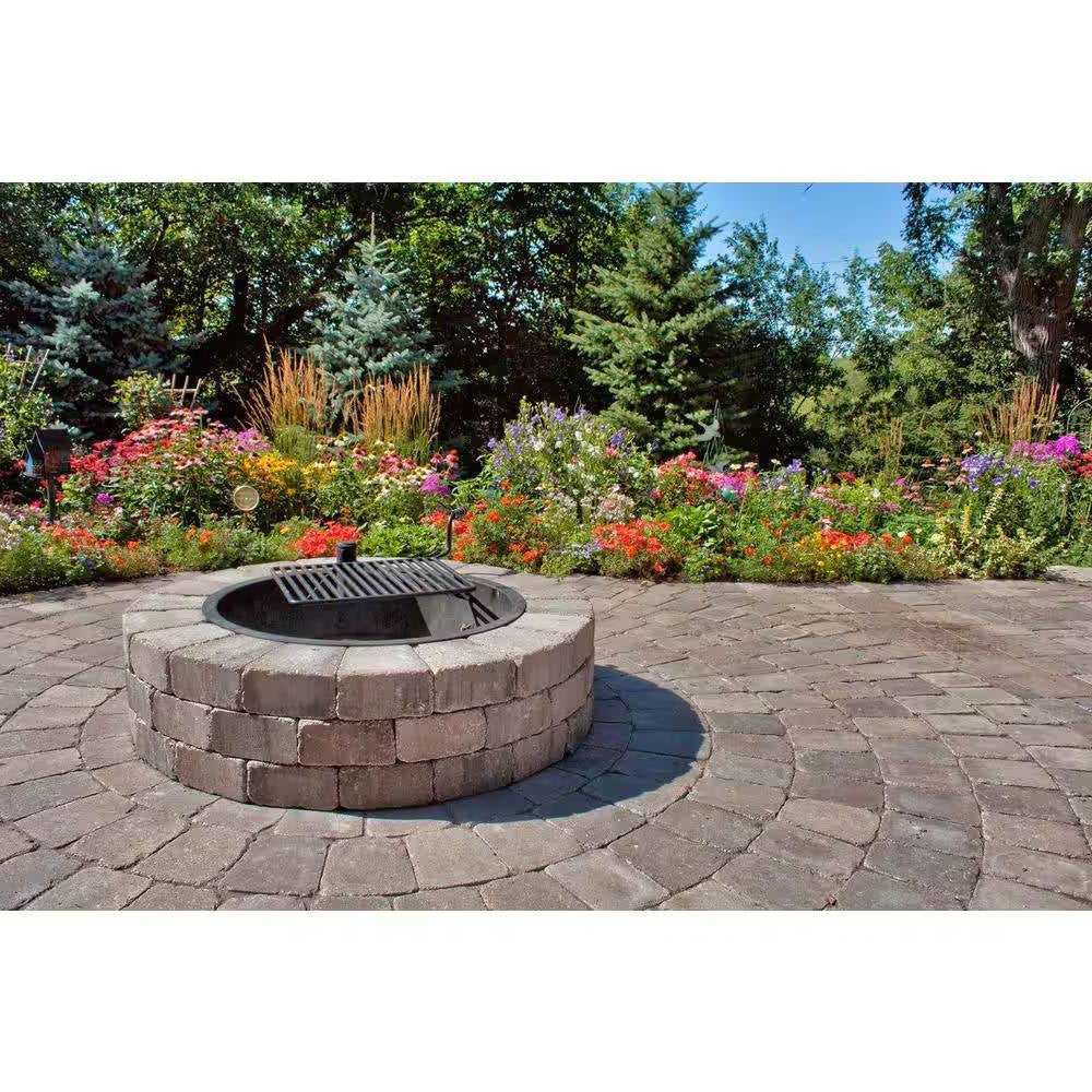 48-in Outdoor Round Concrete Block Stone Fire Pit Kit with Cooking Grill Grate - Energize Trek