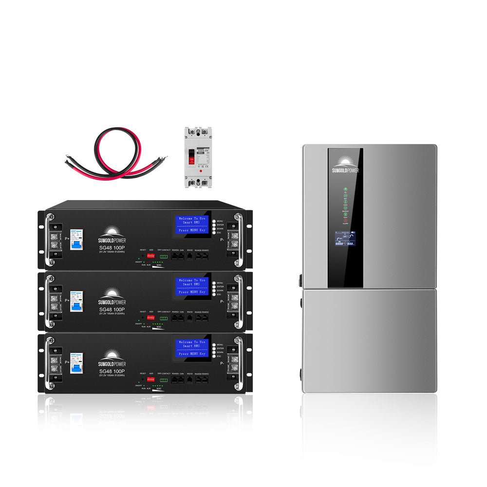 Hybrid Solar Kit 7.6KW 48V Split Phase 15.36KWH/30.72KWH Lithium Battery 415/ 500 Watt Solar Panel SGH-7.6N3E/ SGH-7.6DN6E - Energize Trek