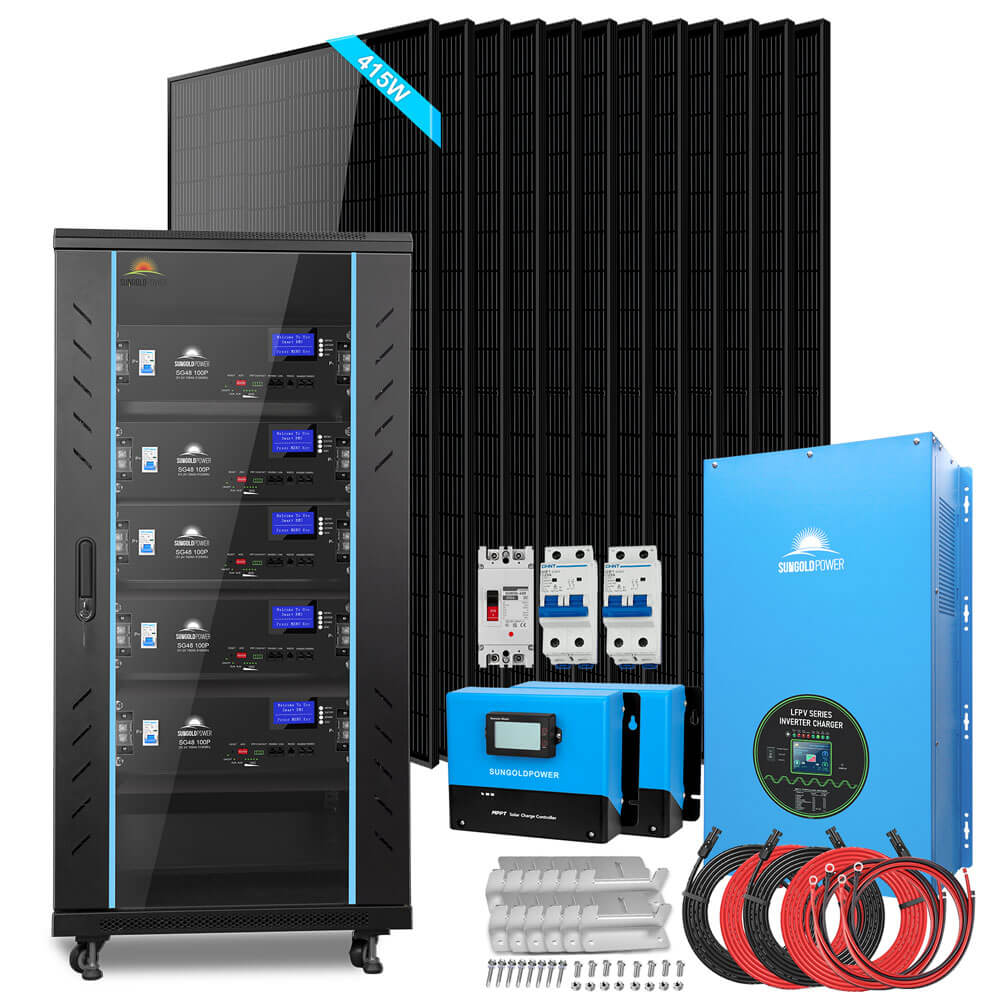 Off-Grid Solar Kits 12kW/15kW/18kW Options 120V/240V with 48v LiFePO4 Lithium Batteries & 415w Solar Panels SGR-18K20E - Energize Trek