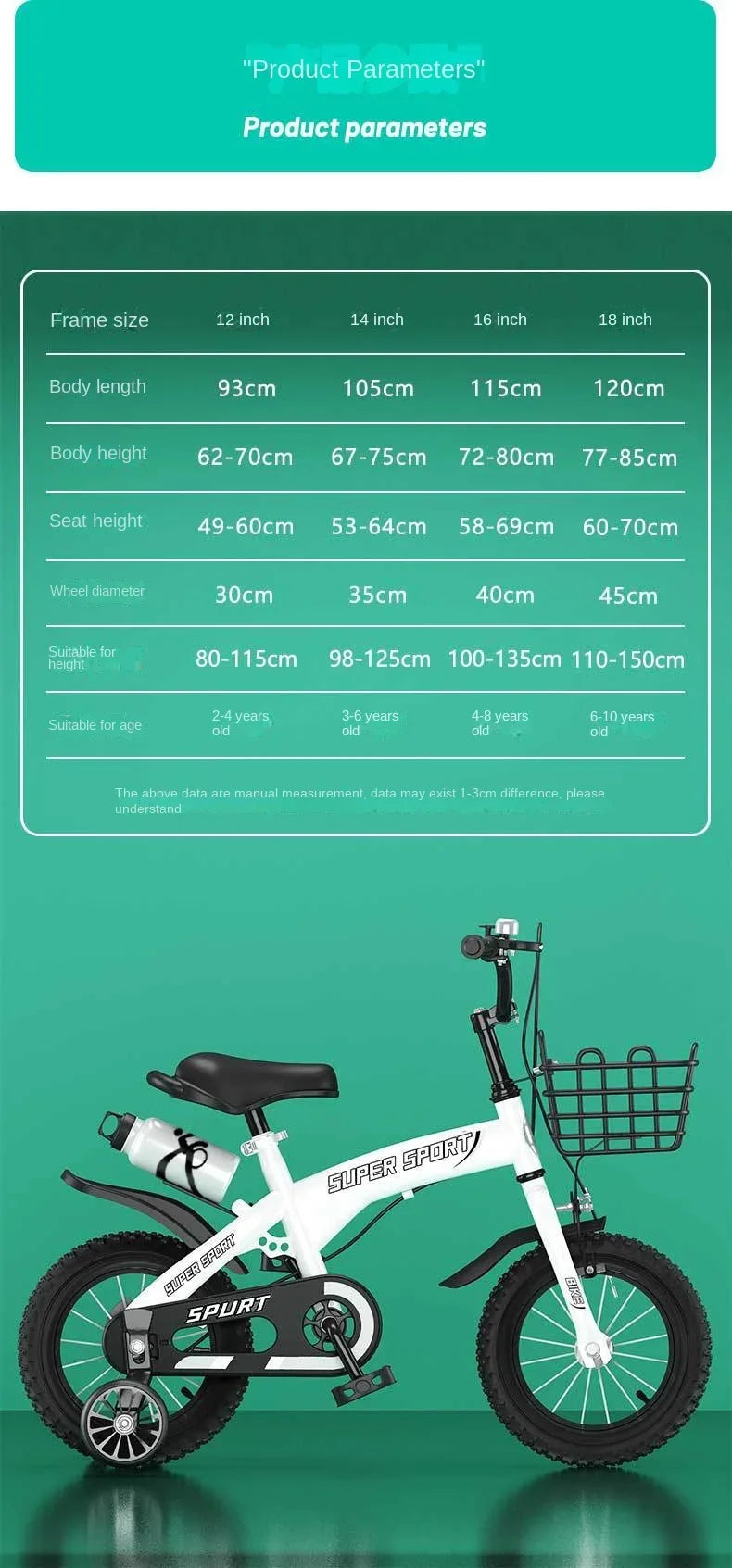 Children's Bicycles for Boys Aged 3-10 Years Old Children Girls Children's Bicycles with Flashing Auxiliary Wheels - Energize Trek